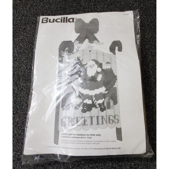 Vintage Bucilla Canvas Kit Santa's Sled 8X13 Christmas Card Holder New Sealed - Picture 5 of 6